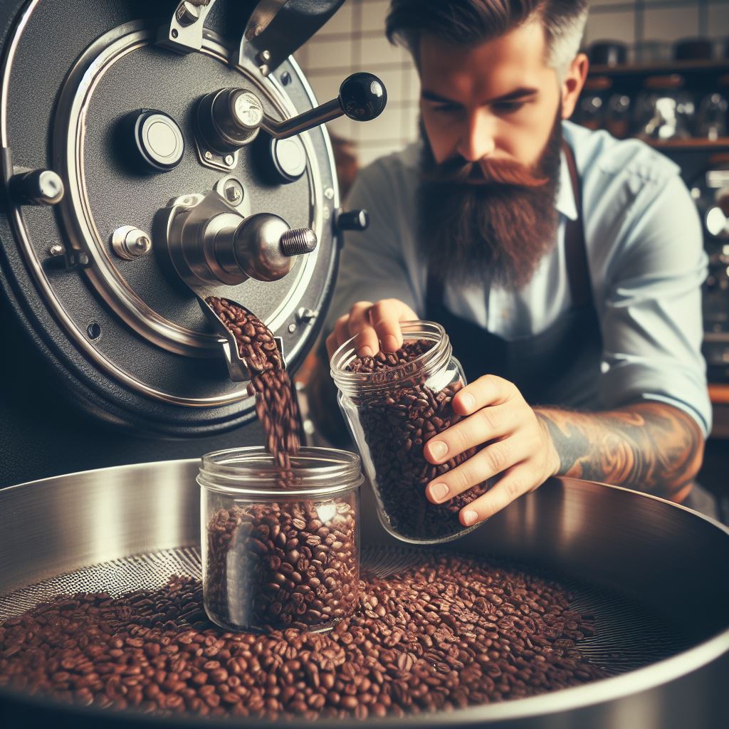 Barista stocking coffee beans